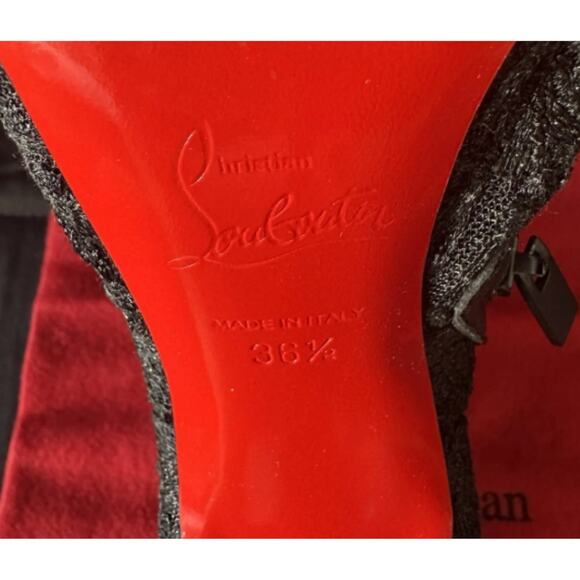 Christian Louboutin Heels So Kate Boots Ankle Booties Black Lace Mesh Shoes 36.5 - Picture 9 of 13